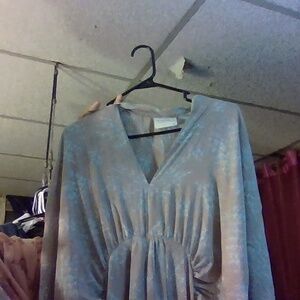 kamona dress silk flawed thin material blue and tan small/med